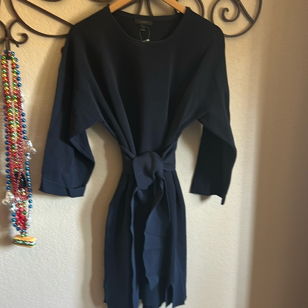 J. Crew Navy Blue Tie-Waist Mini Sweater Dress Size XL